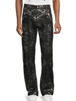 Versace Jeans|High Rise Metallic Floral Jeans Black
