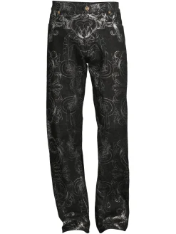 Versace Jeans|High Rise Metallic Floral Jeans Black