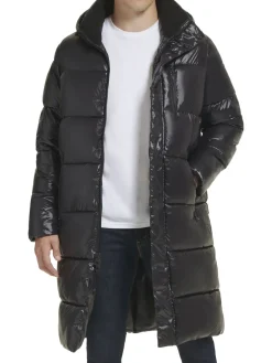 Guess Coats & Jackets|Hooded Longline Puffer Jacket