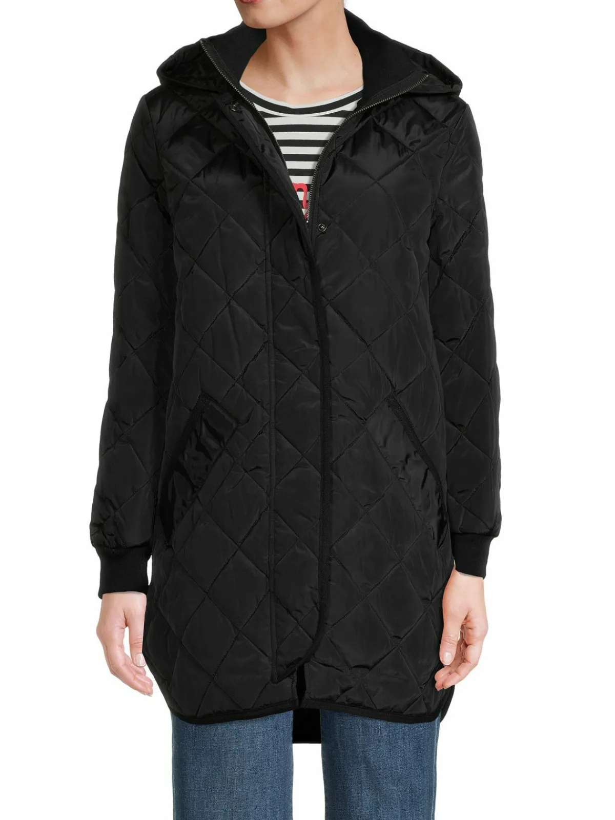 Women DKNY Hooded Quilted Coat