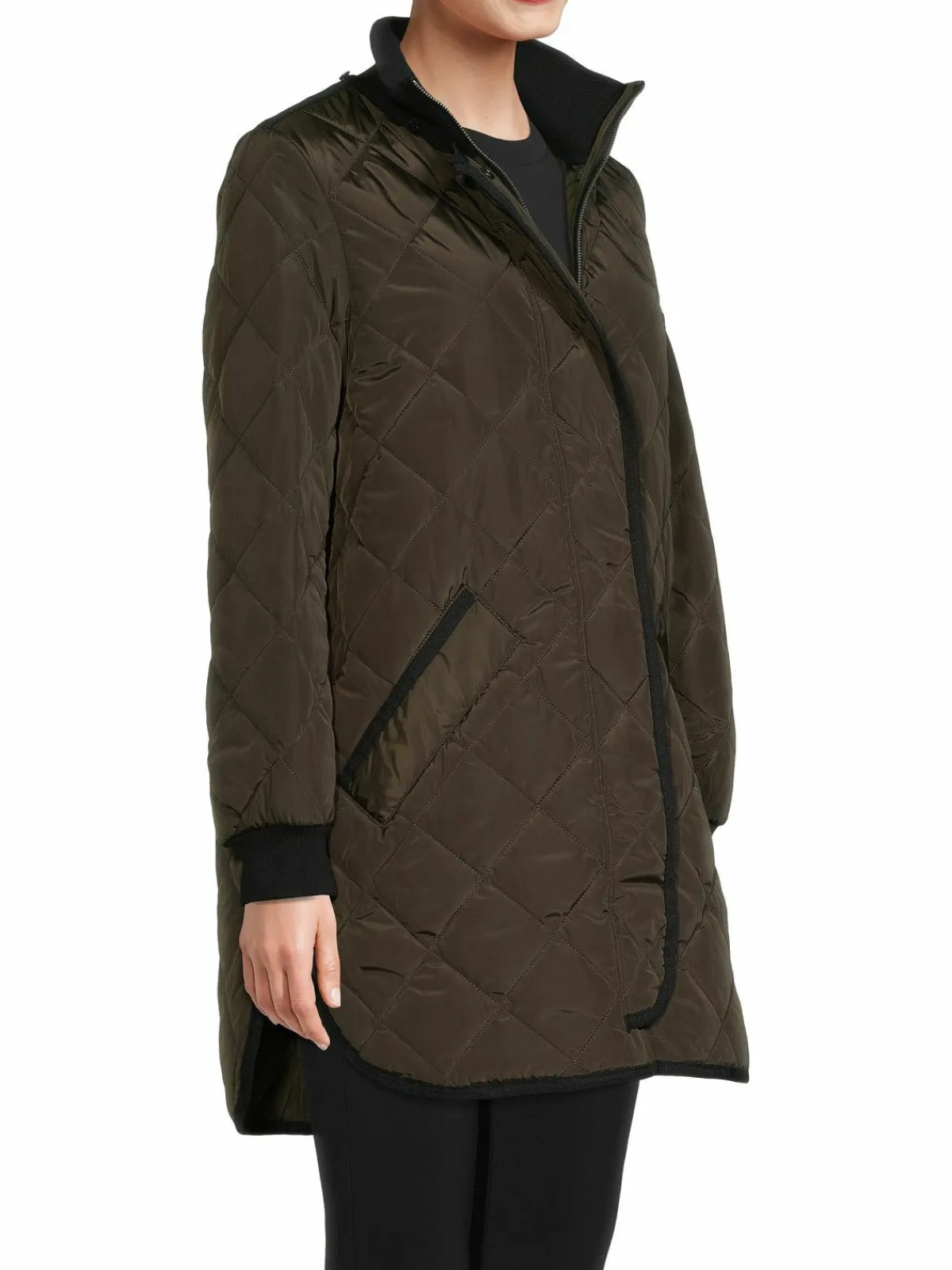 Women DKNY Hooded Quilted Coat