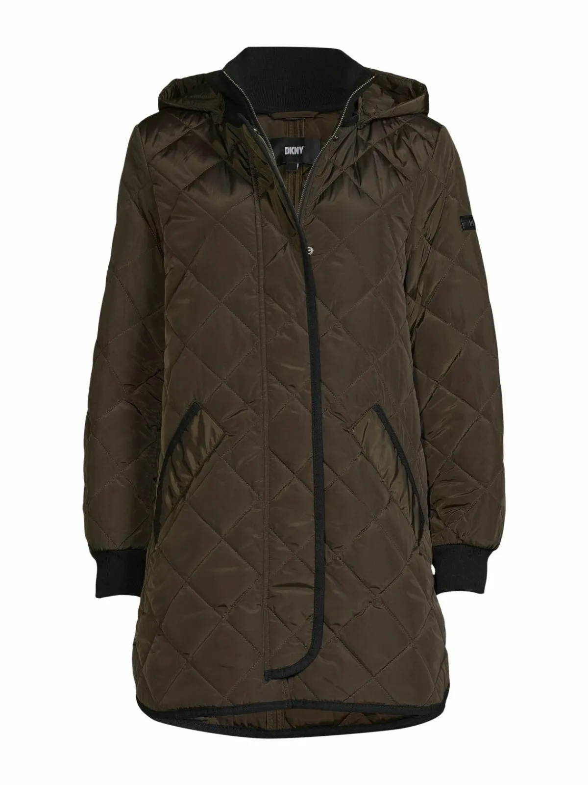 Women DKNY Hooded Quilted Coat