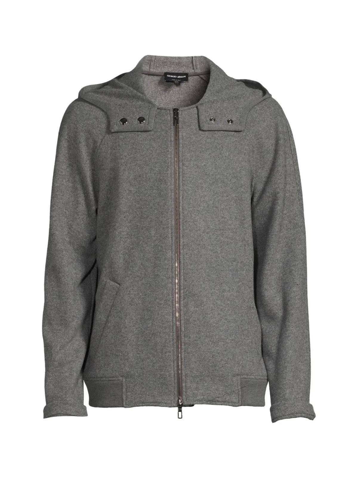 Giorgio Armani Cashmere|Hooded Virgin Wool Blend Bomber Jacket Solid Dark
