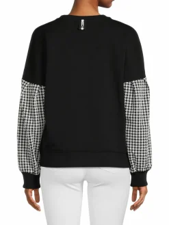 Women Karl Lagerfeld Paris Houndstooth Crewneck Sweatshirt