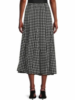 Women Karl Lagerfeld Paris Houndstooth Pleated Maxi Skirt