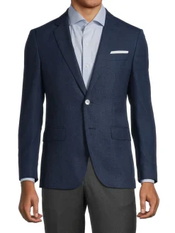 BOSS Blazers & Sportcoats|Hutson Slim Fit Virgin Wool Blzaer Blue