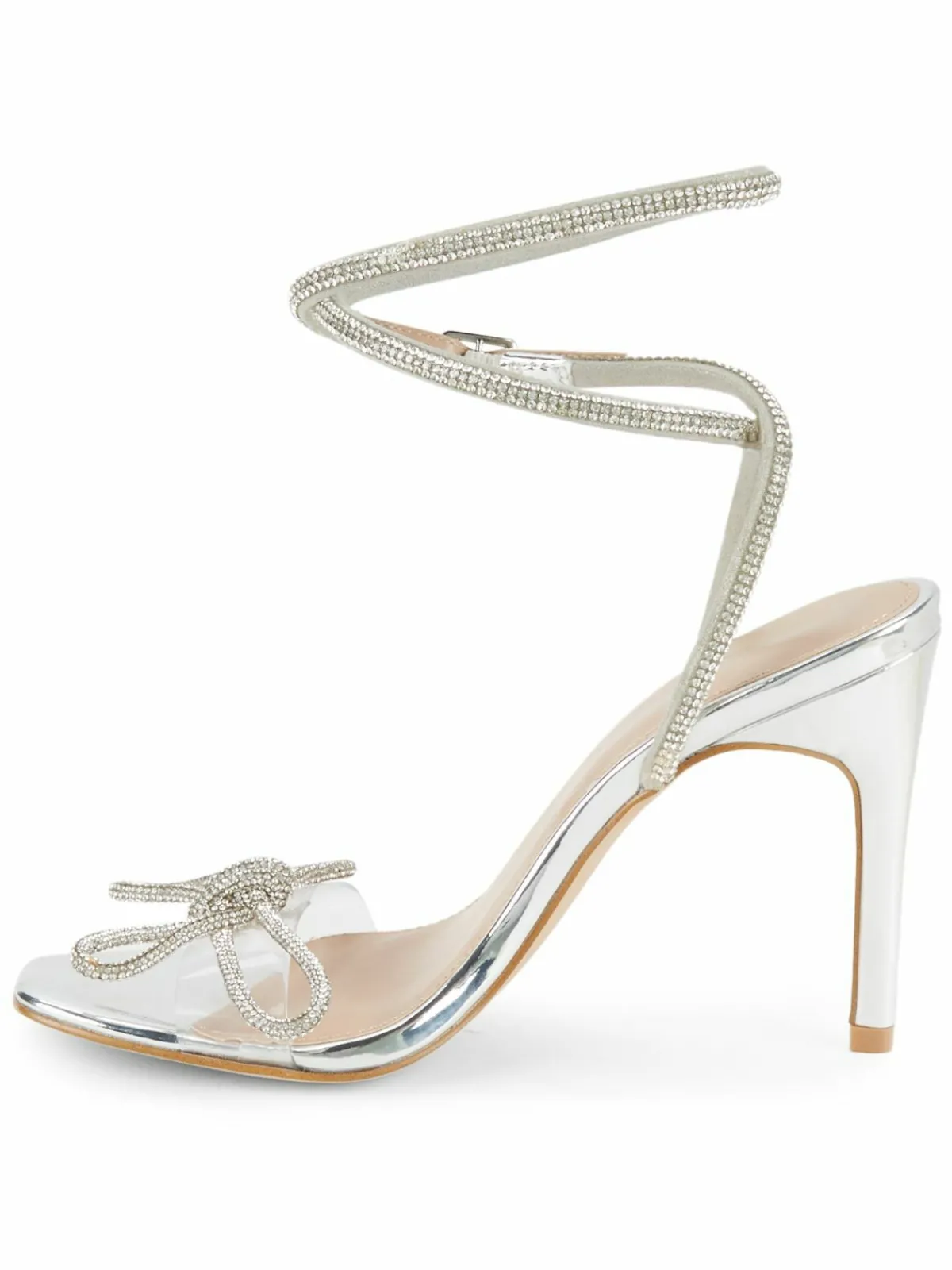 BCBGeneration Illara Crystal Embellished Bow Ankle Strap Sandals