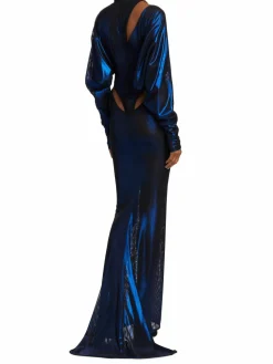 Women LaQuan Smith Iridescent Cut Out Gown