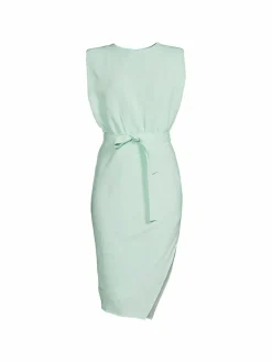 Women Amanda Uprichard Isaiah Linen Blend Belted Sheath Dress