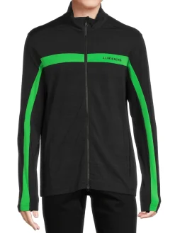J.Lindeberg Activewear|Jarvis Stripe Zip Up Jacket Black