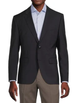 HUGO Blazers & Sportcoats|Jeffery Textured Virgin Wool Blazer Dark Grey
