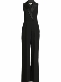 Women L'AGENCE Jemma Peak Lapel Pleated Jumpsuit