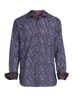 Robert Graham Casual Button-Down Shirts|Jericho Classic Fit Polka Dot Sport Shirt Blue