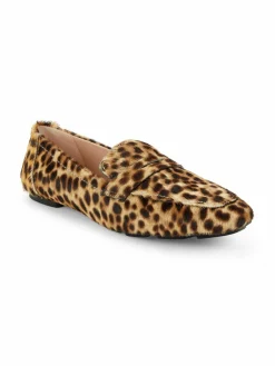 Stuart Weitzman Jet Leopard Print Calf Hair Penny Loafers