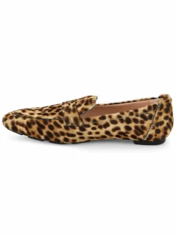 Stuart Weitzman Jet Leopard Print Calf Hair Penny Loafers