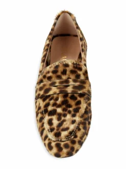 Stuart Weitzman Jet Leopard Print Calf Hair Penny Loafers