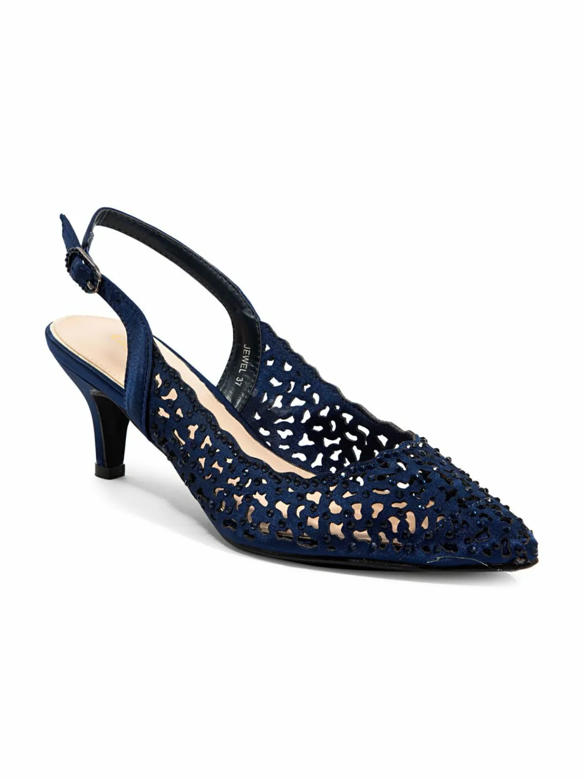 Lady Couture Jewel Laser-Cut Slingback Pumps