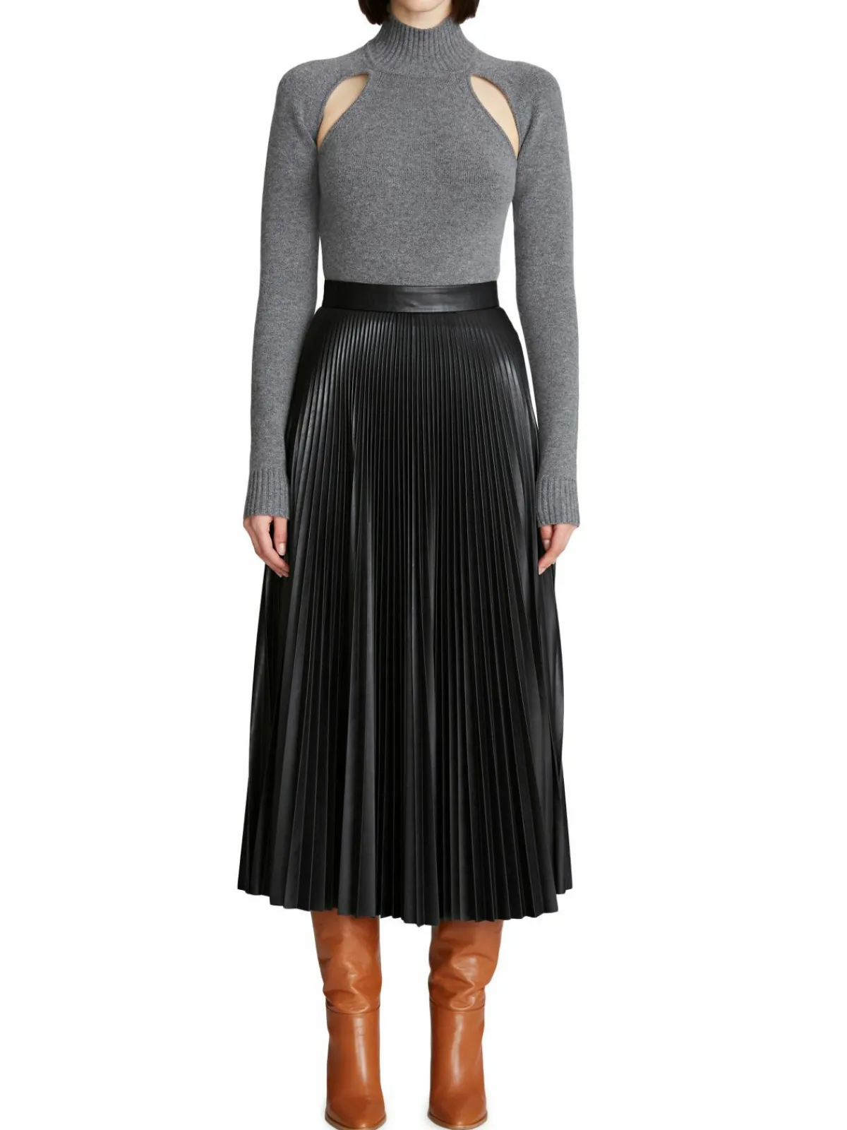 Women Halston Joss Vegan Leather Midi-Skirt