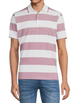 Bonobos Polos|Justin Striped Tip Polo White Pink