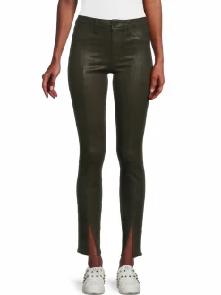 Women L'AGENCE Jyothi Mid Rise Coated Skinny Split Ankle Jeans
