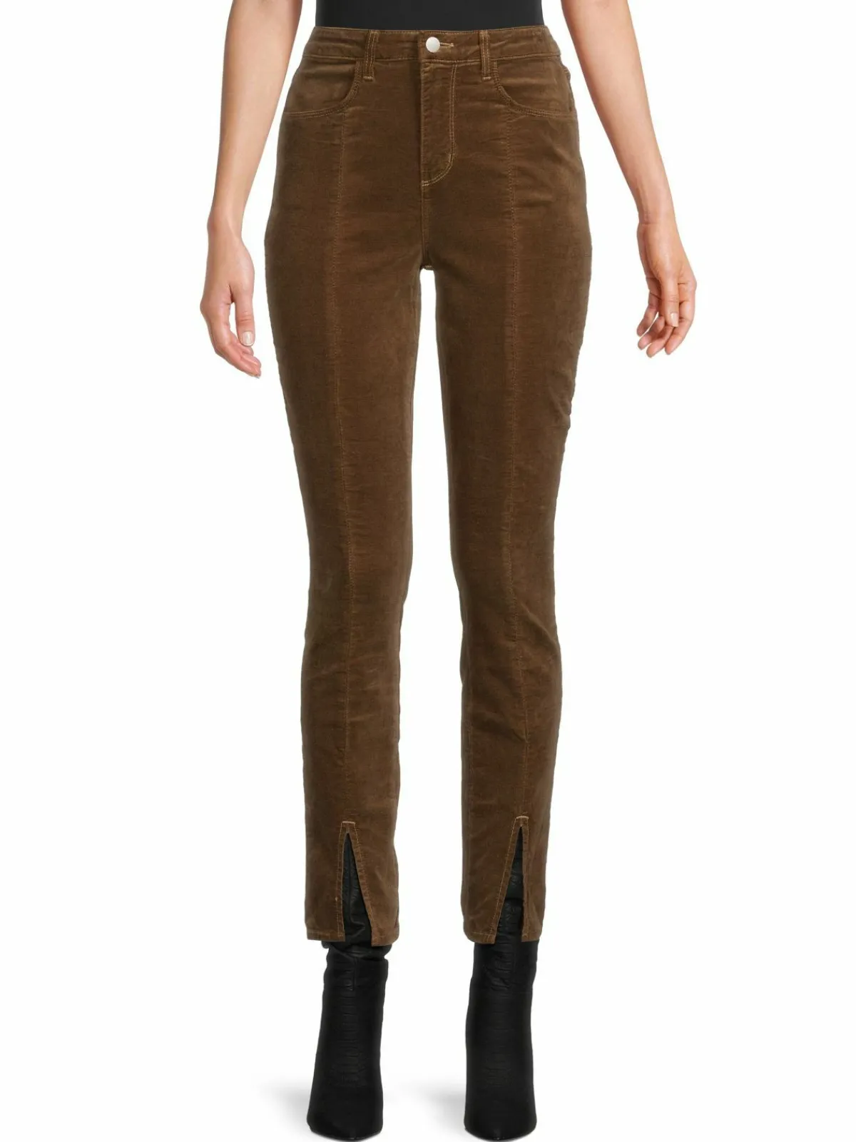 Women L'AGENCE Jyothi Velvet Split Ankle High-Rise Pants