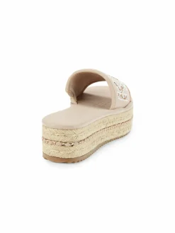 Karl Lagerfeld Paris Kamara Embellished Logo Espadrille Platform Sandals