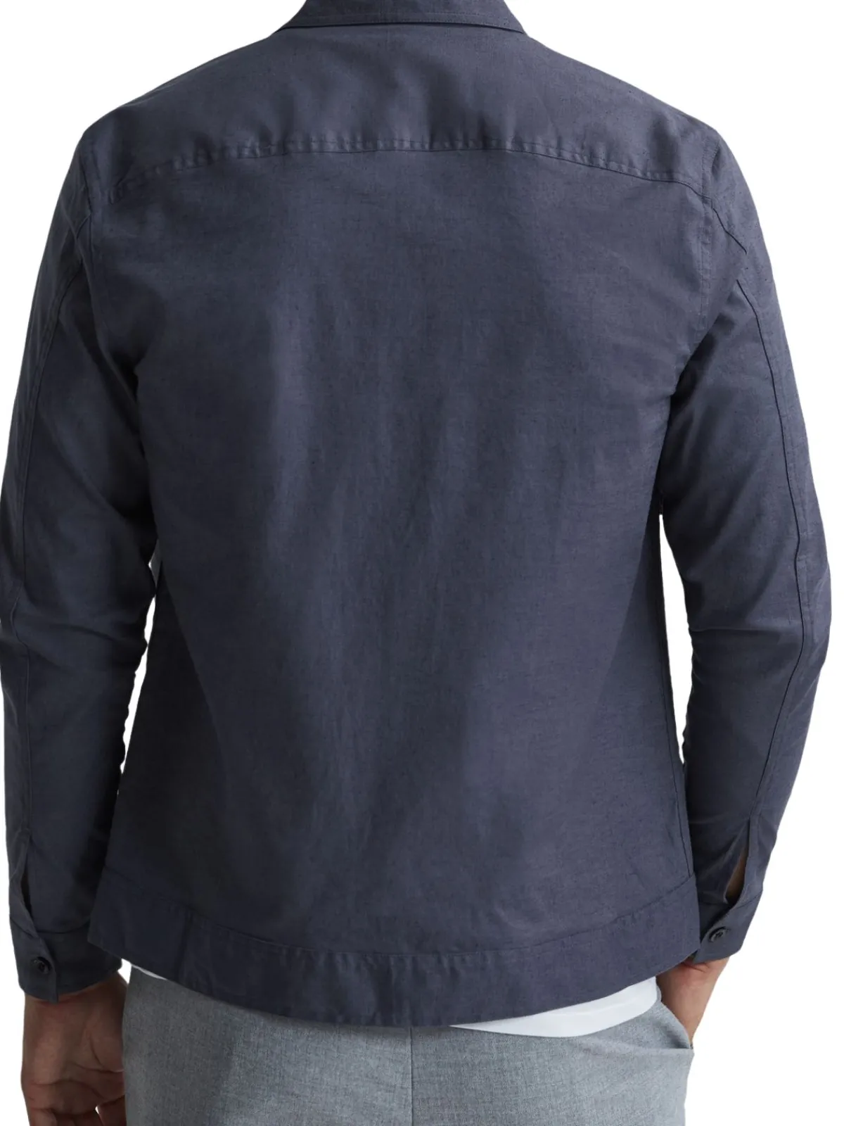 Reiss Linen|Kimchi Linen Blend Button Down Shirt Blue