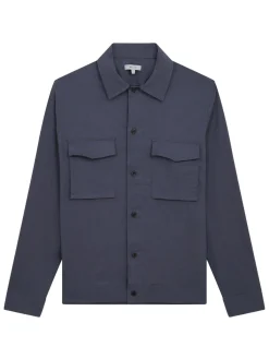 Reiss Linen|Kimchi Linen Blend Button Down Shirt Blue