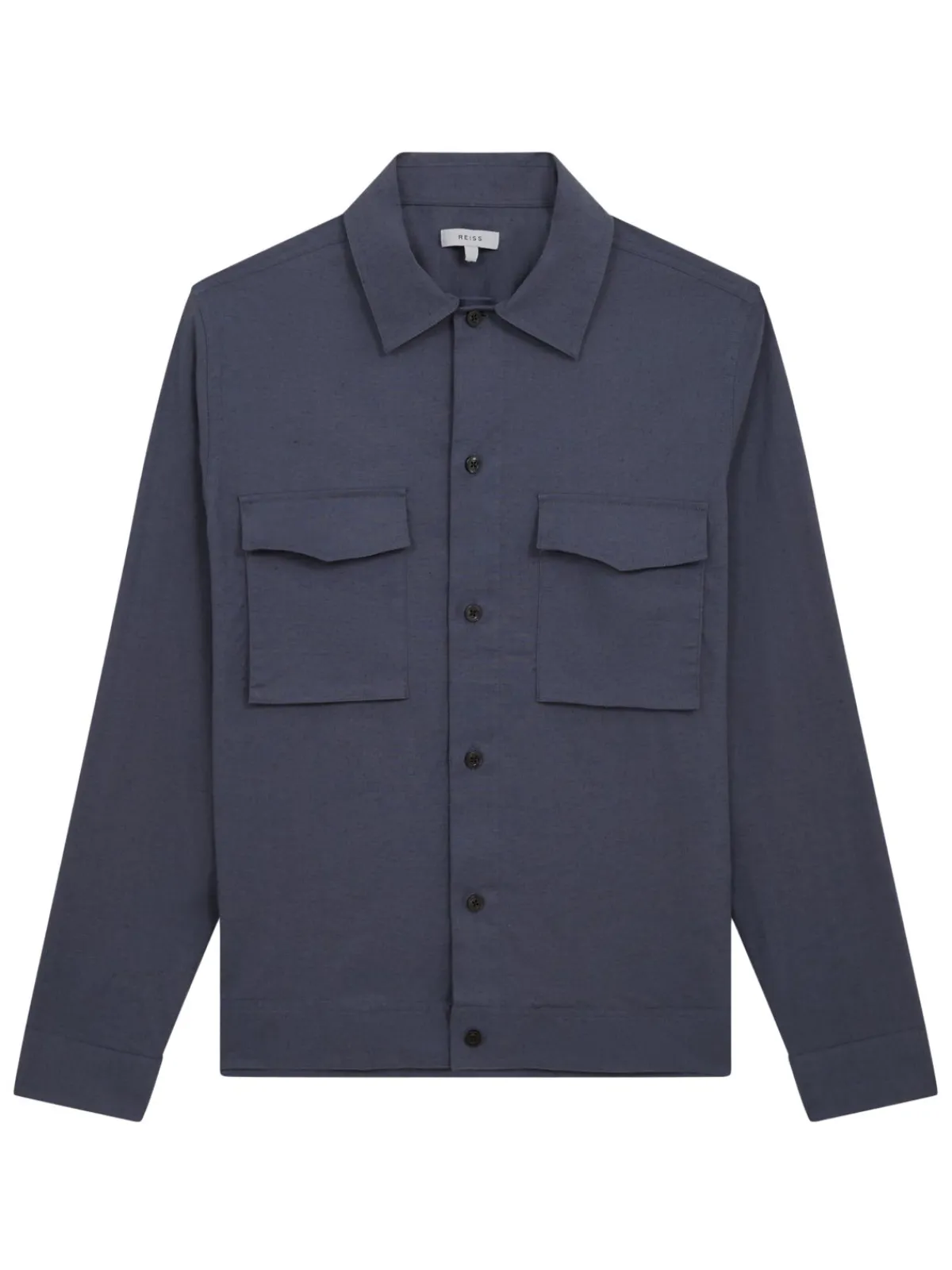 Reiss Linen|Kimchi Linen Blend Button Down Shirt Blue