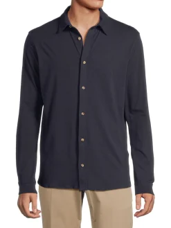 Slate & Stone Casual Button-Down Shirts|Knit Button Down Shirt Navy