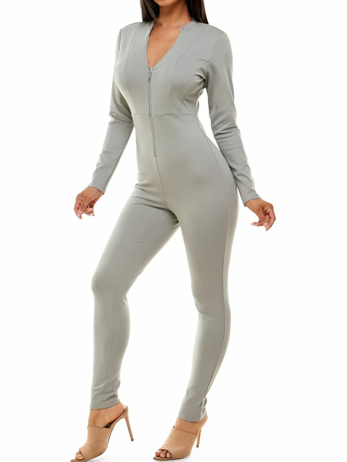 Women Bebe Knit Zip Up Jumpsuit