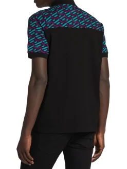Versace Polos|La Greca Pique Polo Teal Multi