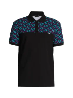 Versace Polos|La Greca Pique Polo Teal Multi