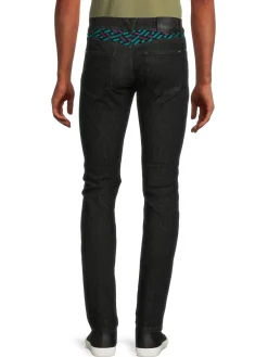 Versace Jeans|La Greca Trim High Rise Taylor Fit Jeans Teal Plum