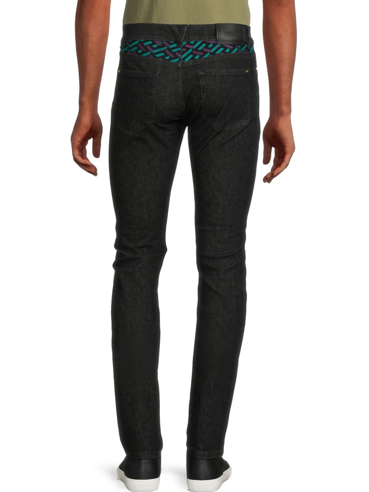 Versace Jeans|La Greca Trim High Rise Taylor Fit Jeans Teal Plum