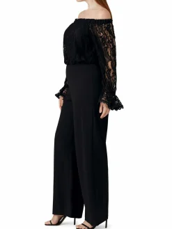 Women Adrianna Papell Lace Off Shoulder Wide Leg Jumpsuit