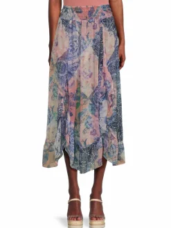 Women MISA Los Angeles Laleh Floral Smocked Midi Skirt