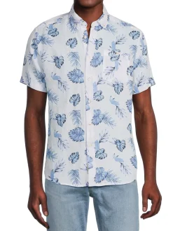 Heritage Report Collection Linen|Leaf Print Linen Shirt