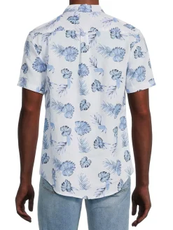 Heritage Report Collection Linen|Leaf Print Linen Shirt