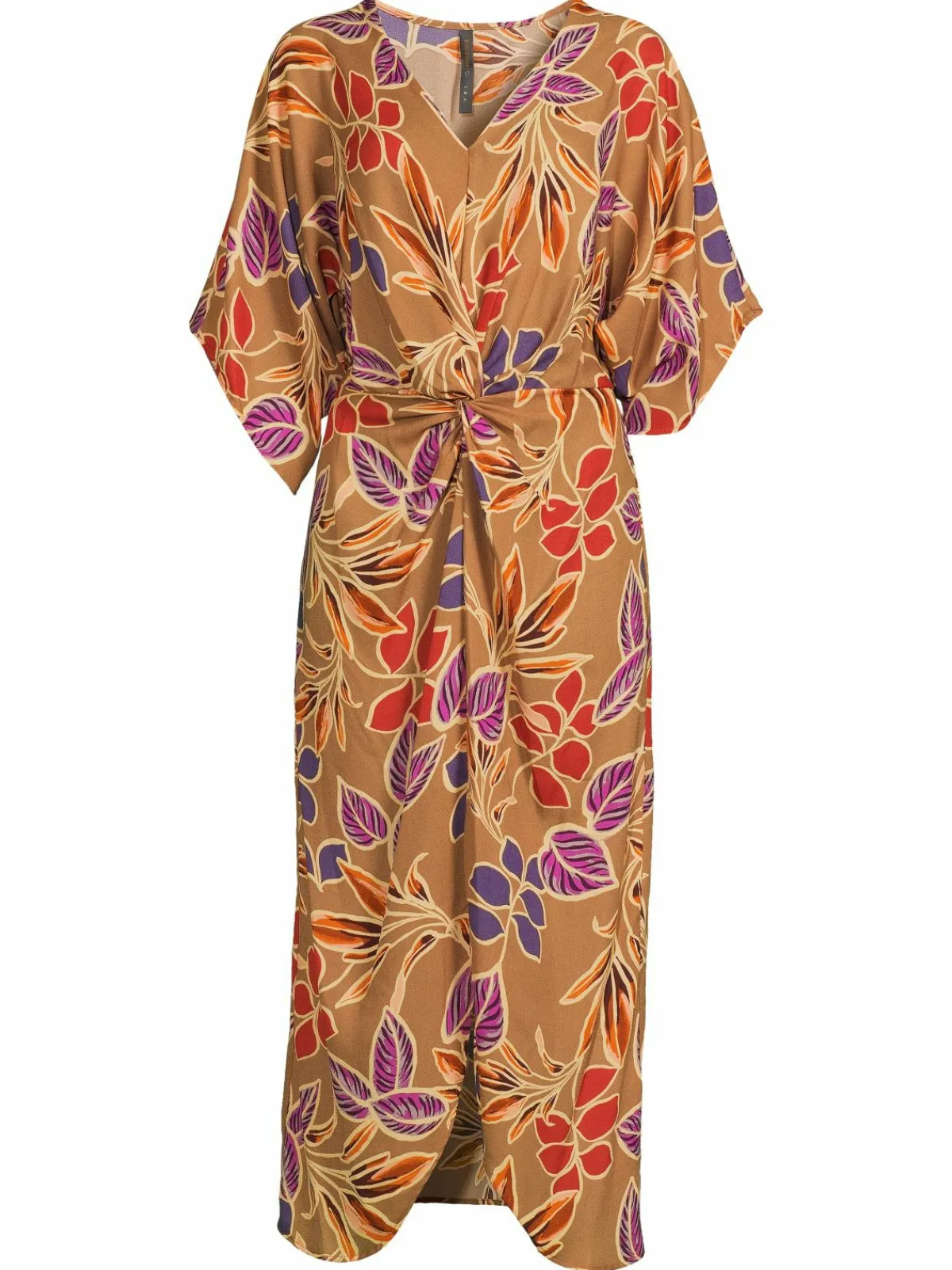 Women Renee C. Leaf Print Twisted Midi Kimono Dress