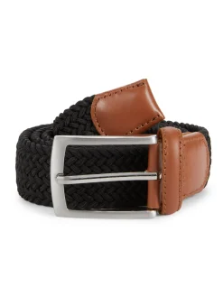 W. Kleinberg Belts|Leather Back Woven Belt Black