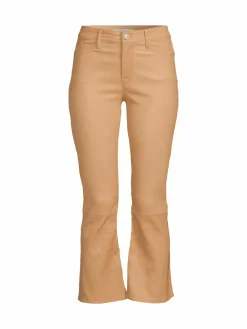Women Frame Leather Cropped Bootcut Pants