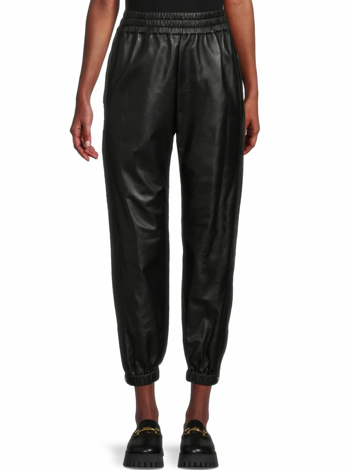 Women Alexander McQueen Leather Cropped Joggers