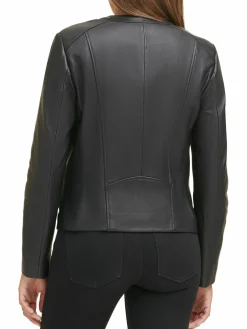 Women Cole Haan Leather Moto Jacket