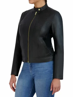 Women Cole Haan Leather Moto Jacket