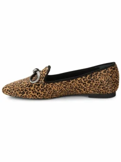Stuart Weitzman Leopard Print Calf Hair Bow Loafers
