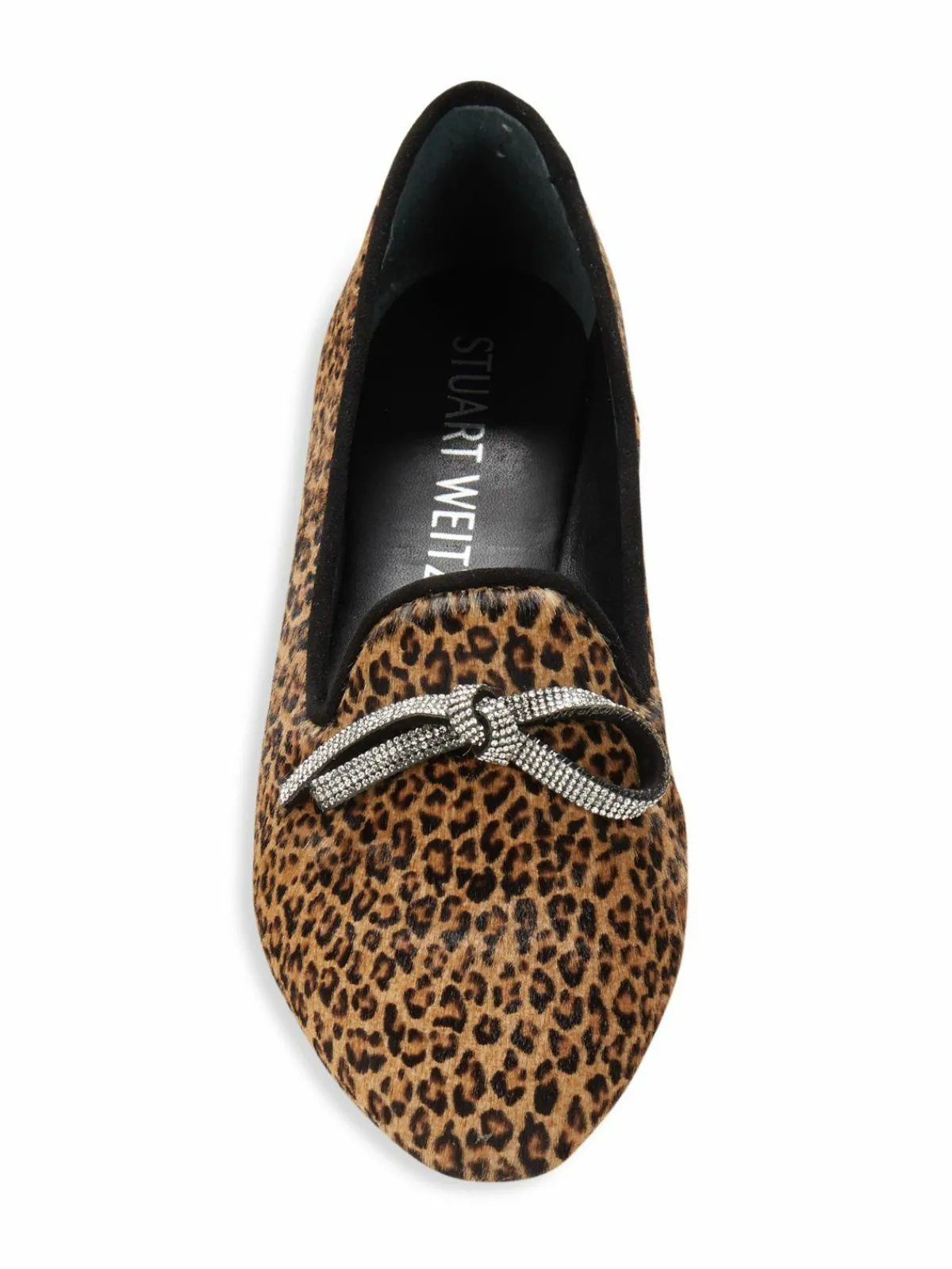 Stuart Weitzman Leopard Print Calf Hair Bow Loafers