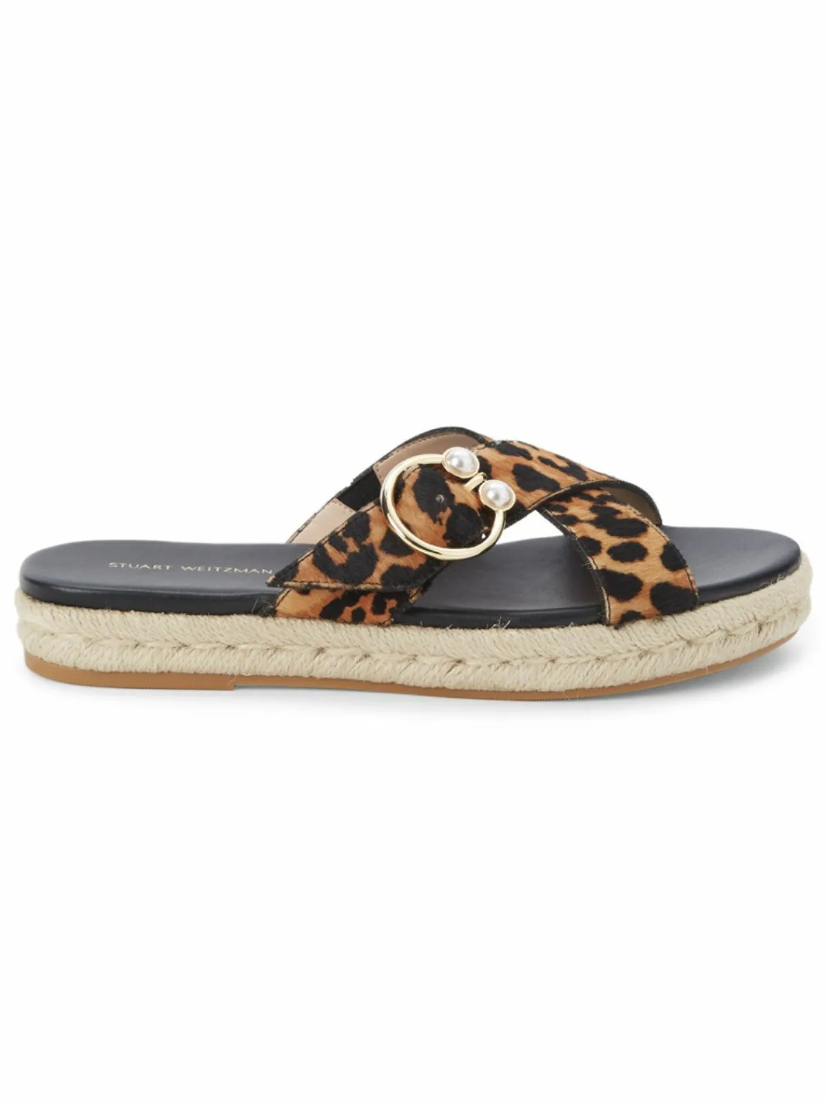 Stuart Weitzman Leopard-Print Calf Hair Espadrille Sandals