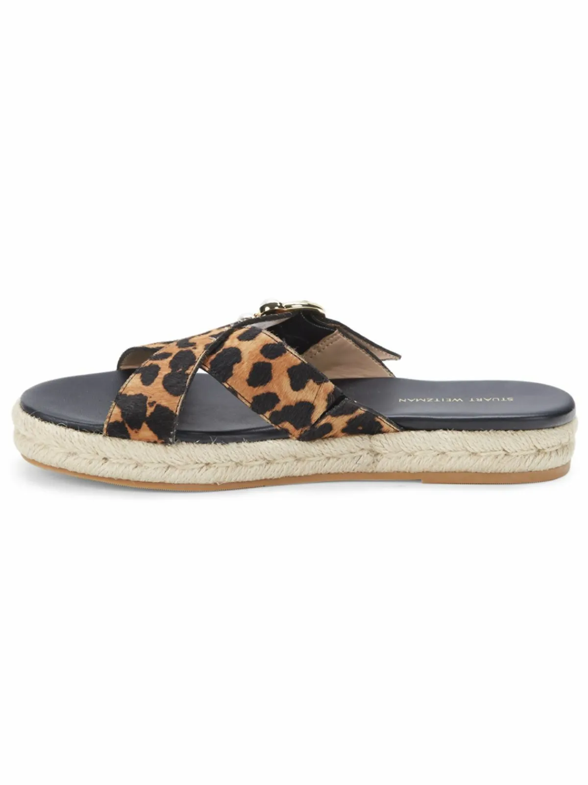 Stuart Weitzman Leopard-Print Calf Hair Espadrille Sandals