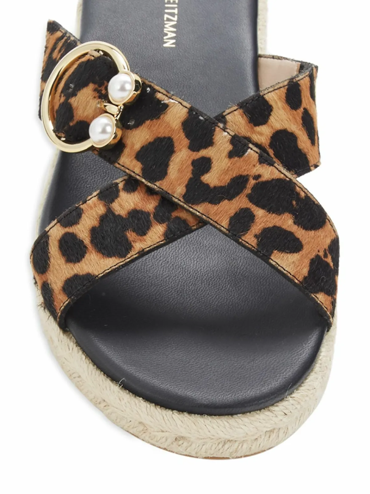 Stuart Weitzman Leopard-Print Calf Hair Espadrille Sandals